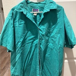 Vintage 1990’s  Northcrest Short-Sleeve Button-Up Shirt in Teal Green